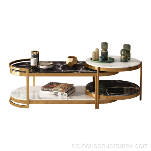 Nordic Round Tea Table Ausziehbarer Couchtisch aus Glas